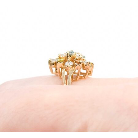 Ring Cocktail .84ctw Round Multi Colored Irradiated Diamonds 14ky Sz7 4.24g 225050001