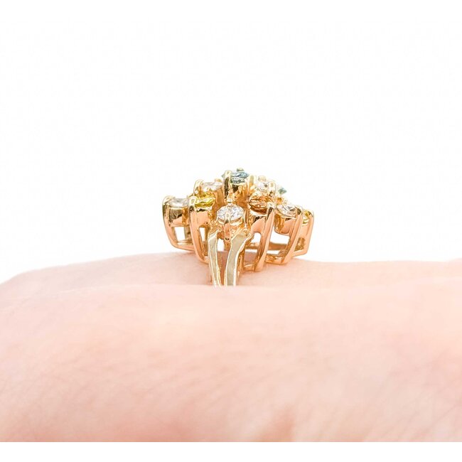 Ring Cocktail .84ctw Round Multi Colored Irradiated Diamonds 14ky Sz7 4.24g 225050001