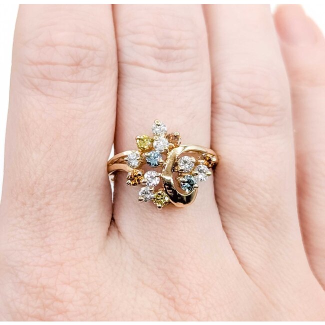 Ring Cocktail .84ctw Round Multi Colored Irradiated Diamonds 14ky Sz7 4.24g 225050001