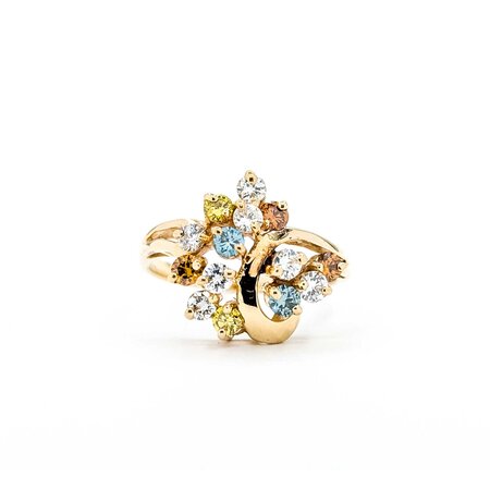 Ring Cocktail .84ctw Round Multi Colored Irradiated Diamonds 14ky Sz7 4.24g 225050001
