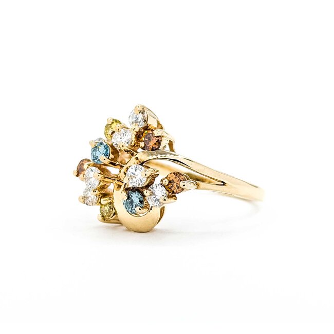 Ring Cocktail .84ctw Round Multi Colored Irradiated Diamonds 14ky Sz7 4.24g 225050001