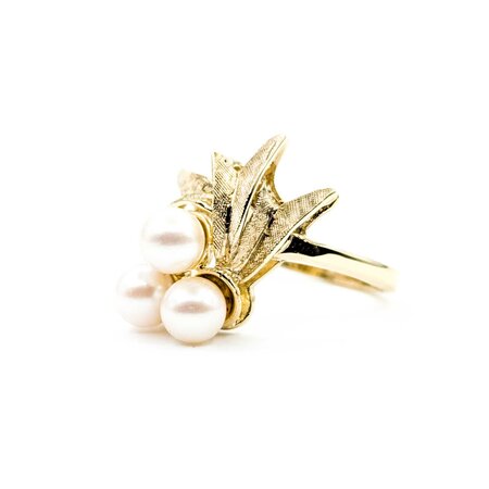 Ring Vintage 5.2-5.5mm Akoya Pearls 10ky Sz7 4.37g 225050004