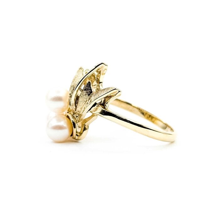 Ring Vintage 5.2-5.5mm Akoya Pearls 10ky Sz7 4.37g 225050004