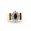 Ring Halo Round Diamonds .40ctw Sapphire 14ky 12.5mm Sz4.5 5.68g 225050028