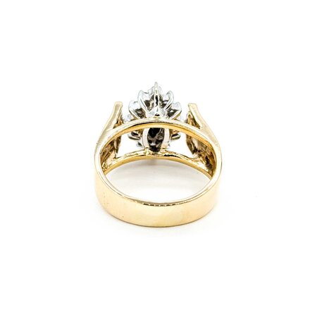 Ring Halo Round Diamonds .40ctw Sapphire 14ky 12.5mm Sz4.5 5.68g 225050028