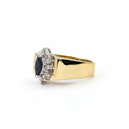 Ring Halo Round Diamonds .40ctw Sapphire 14ky 12.5mm Sz4.5 5.68g 225050028