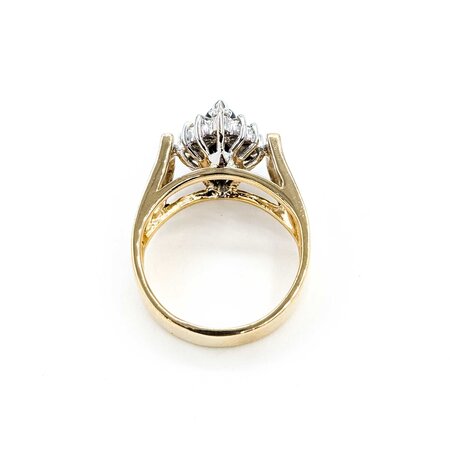 Ring Halo Round Diamonds .40ctw Sapphire 14ky 12.5mm Sz4.5 5.68g 225050028