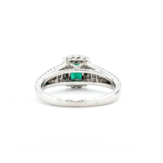 Ring Pave Band .50ctw Round Diamonds .35ct Emerald 14kw sz6 8.5mm 124060176