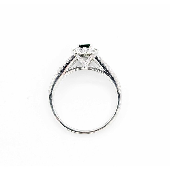 Ring Pave Band .50ctw Round Diamonds .35ct Emerald 14kw sz6 8.5mm 124060176