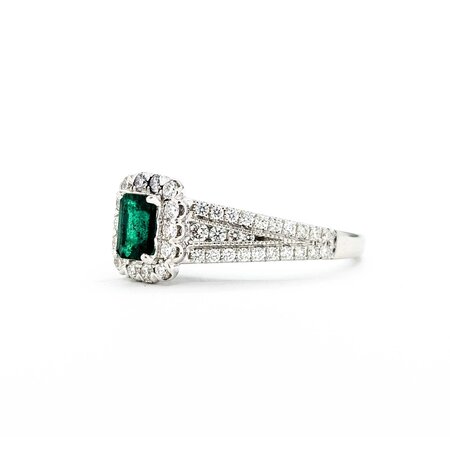 Ring Pave Band .50ctw Round Diamonds .35ct Emerald 14kw sz6 8.5mm 124060176