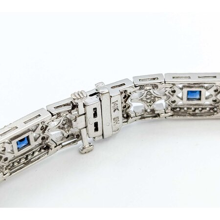 Bracelet Vintage 1.00ctw Round Diamonds Synthetic Sapphires 14kw 9mm 6.5" 22.23g 225050027