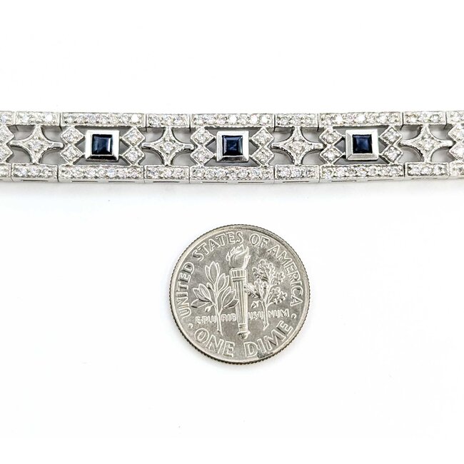 Bracelet Vintage 1.00ctw Round Diamonds Synthetic Sapphires 14kw 9mm 6.5" 22.23g 225050027