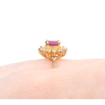 Ring Halo .24ctw Round Diamonds .65ct Ruby 14ky Sz8 2.75g 225050003