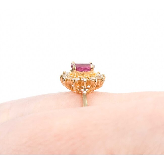 Ring Halo .24ctw Round Diamonds .65ct Ruby 14ky Sz8 2.75g 225050003