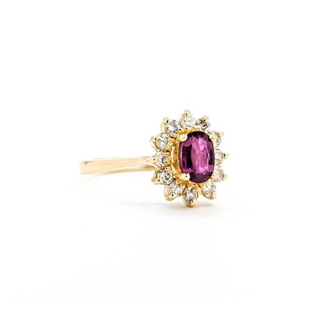 Ring Halo .24ctw Round Diamonds .65ct Ruby 14ky Sz8 2.75g 225050003