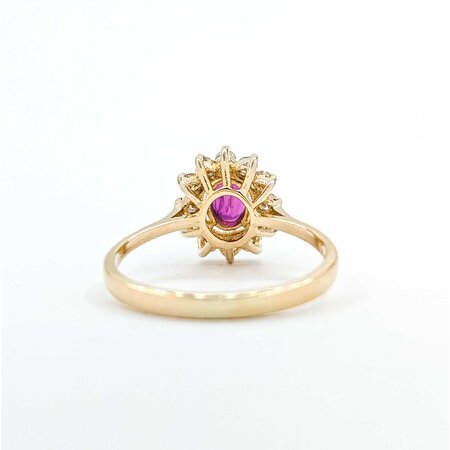 Ring Halo .24ctw Round Diamonds .65ct Ruby 14ky Sz8 2.75g 225050003