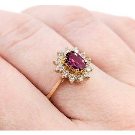 Ring Halo .24ctw Round Diamonds .65ct Ruby 14ky Sz8 2.75g 225050003