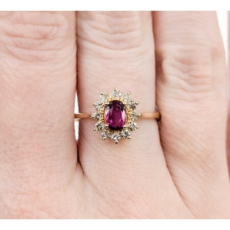 Ring Halo .24ctw Round Diamonds .65ct Ruby 14ky Sz8 2.75g 225050003