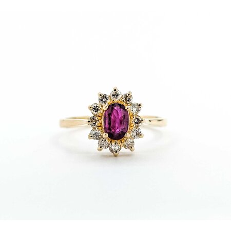 Ring Halo .24ctw Round Diamonds .65ct Ruby 14ky Sz8 2.75g 225050003