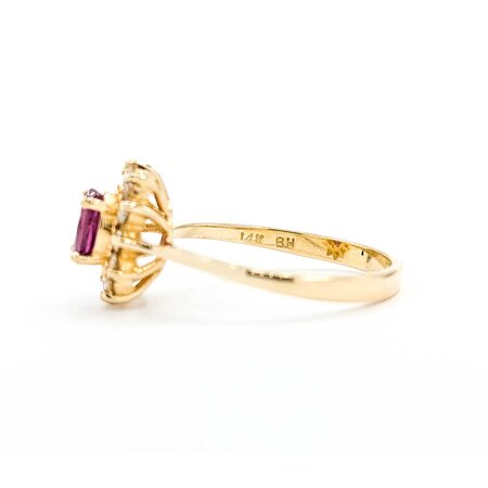 Ring Halo .24ctw Round Diamonds .65ct Ruby 14ky Sz8 2.75g 225050003