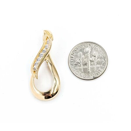 Pendant Slide Channel Set .33ctw Round Diamonds 14ky 32x14mm 4.88g 225050010