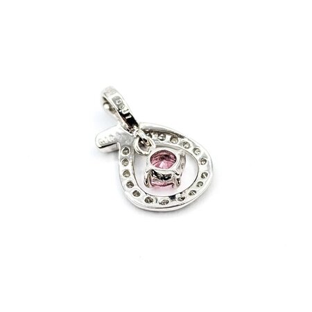 Pendant Teardrop .11ctw Round Diamonds .18ct Pink Sapphire 18kw .6x.4" 1g 125040055