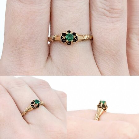 Ring Solitaire .12ct Emerald 14ky Sz7.5 1.9g 225040068