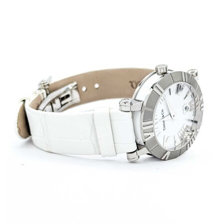 Watch Tiffany & Co. Atlas Roman Numerals White Dial 35mm Stainless Steel 7.75" With Box 125056013