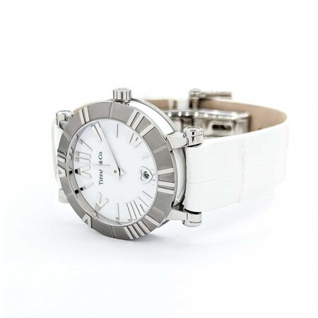 Watch Tiffany & Co. Atlas Roman Numerals White Dial 35mm Stainless Steel 7.75" With Box 125056013