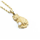  Pendant Cat W/Rope Chain .20ct Round Diamond 14ky 25x12.5mm 19" 5.18g 225050057