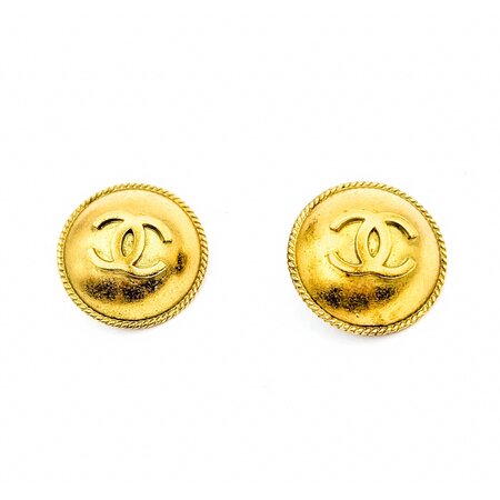 Chanel Coco Mark Round CC Button Earrings 125050131