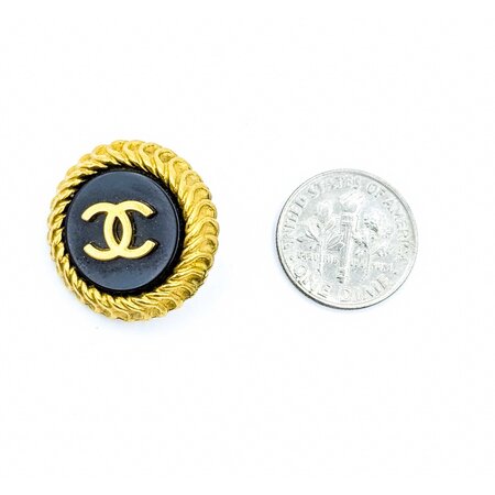 Chanel Coco Mark Round CC Black Acrylic Earrings 125050133