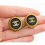 Chanel Coco Mark Round CC Black Acrylic Earrings 125050133