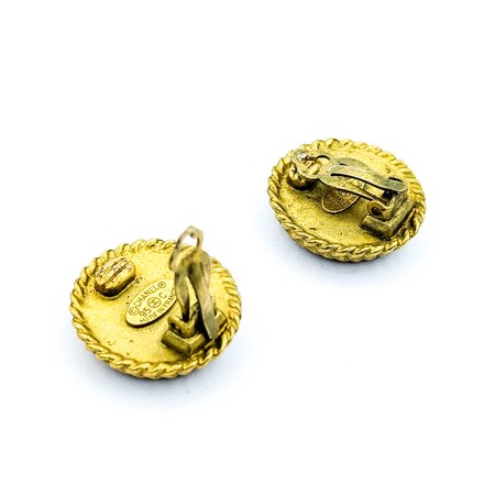 Chanel Coco Mark Round CC Black Acrylic Earrings 125050133