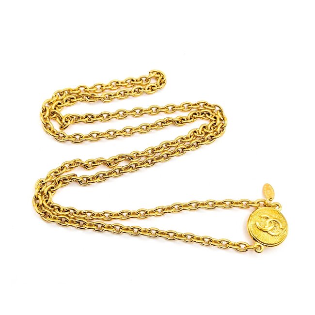 Chanel Coco Mark Gold Medallion Necklace 125050127