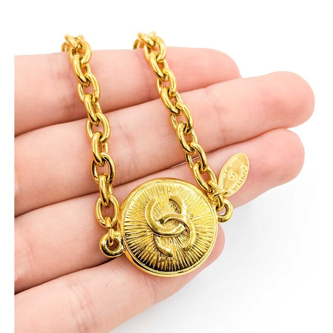 Chanel Coco Mark Gold Medallion Necklace 125050127