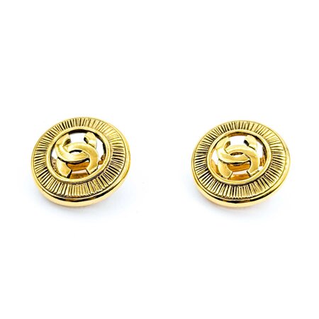 Chanel Coco Mark Textured Medallion Earrings 125050134