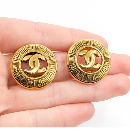 Chanel Coco Mark Textured Medallion Earrings 125050134