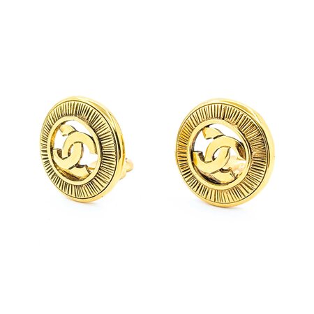 Chanel Coco Mark Textured Medallion Earrings 125050134