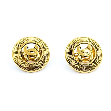 Chanel Coco Mark Textured Medallion Earrings 125050134