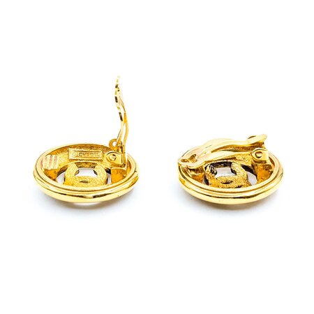 Chanel Coco Mark Textured Medallion Earrings 125050134