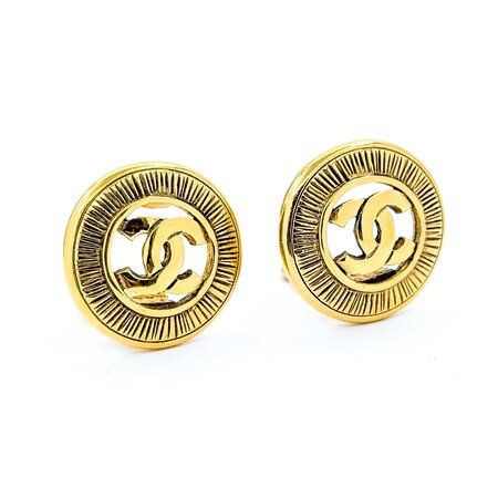 Chanel Coco Mark Textured Medallion Earrings 125050134