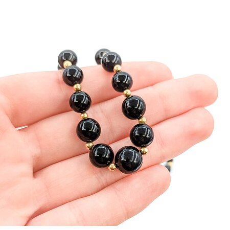 Necklace Strand 5-10mm Onyx 14ky 17.5" 22.22g 225050030