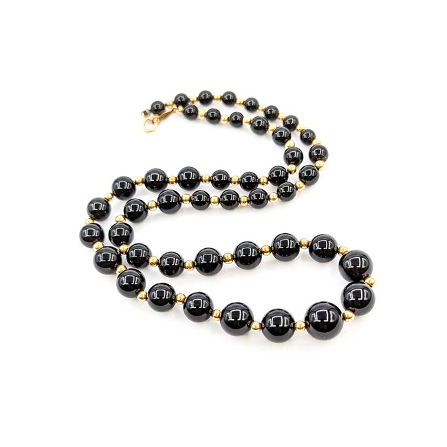 Necklace Strand 5-10mm Onyx 14ky 17.5" 22.22g 225050030