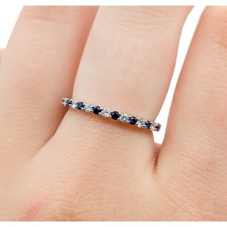 Ring 0.17ctw Round Diamonds 0.25ctw Sapphire 14kw sz6.5 124030193