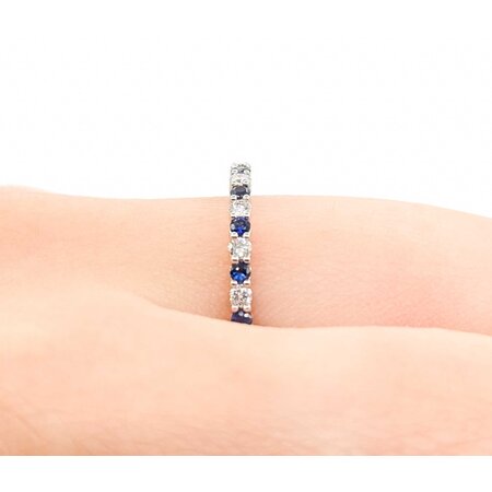 Ring 0.17ctw Round Diamonds 0.25ctw Sapphire 14kw sz6.5 124030193