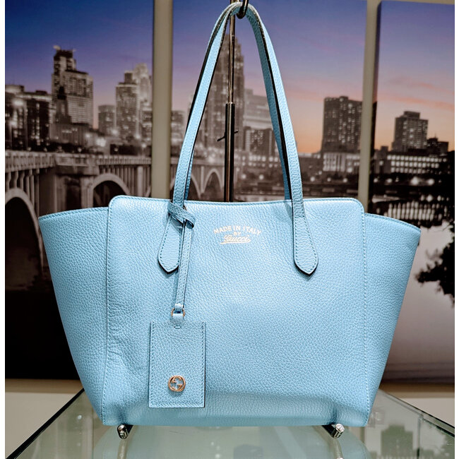 Handbag Gucci Swing Blue Calfskin Leather Tote 125050161