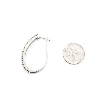 Earrings Hinged Half Hoop Lever Back 1.00ctw Round Diamonds 14kw 34x3mm 7.27g 225050058