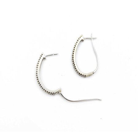 Earrings Hinged Half Hoop Lever Back 1.00ctw Round Diamonds 14kw 34x3mm 7.27g 225050058