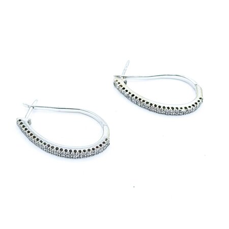 Earrings Hinged Half Hoop Lever Back 1.00ctw Round Diamonds 14kw 34x3mm 7.27g 225050058